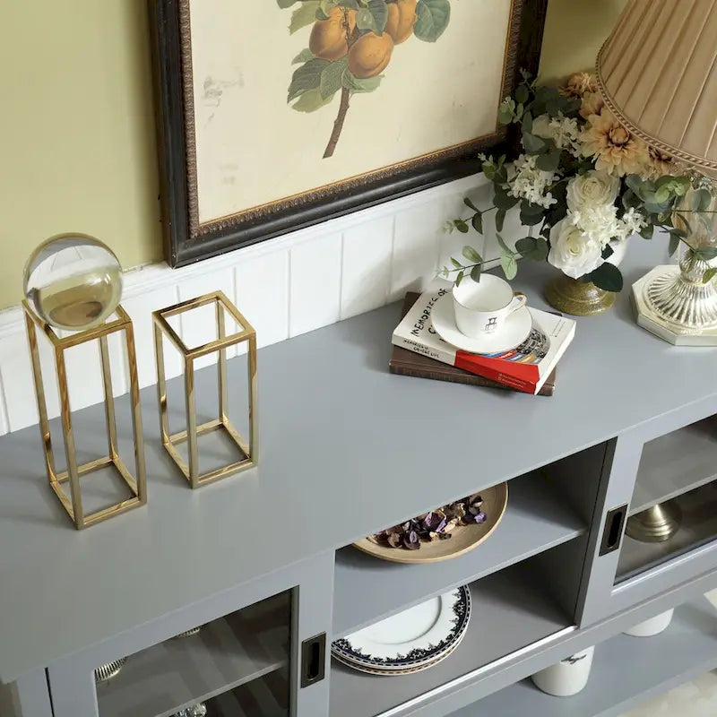 Buffet gris contemporain de 55 pouces