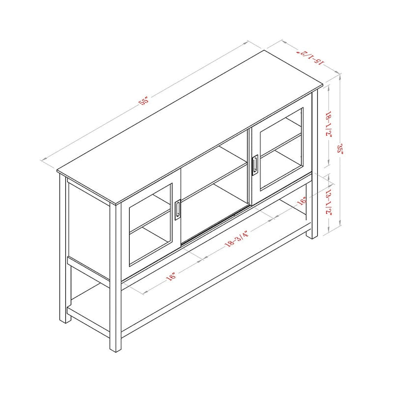 Buffet gris contemporain de 55 pouces