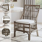 Rattan Slat Back Cushioned Dining Chairs, Set of Two by East at Main