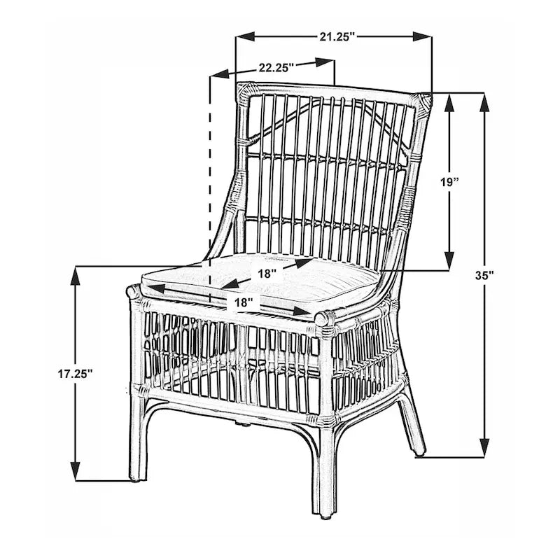 Chaises de salle à manger rembourrées à dossier à lattes en rotin, ensemble de deux par East at Main