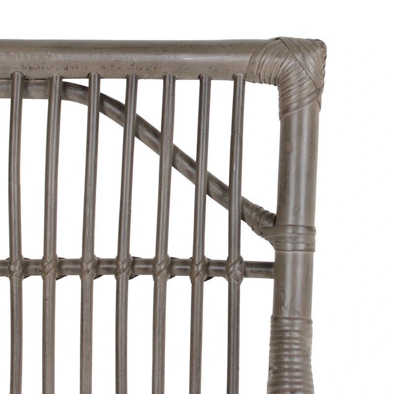 Chaises de salle à manger rembourrées à dossier à lattes en rotin, ensemble de deux par East at Main