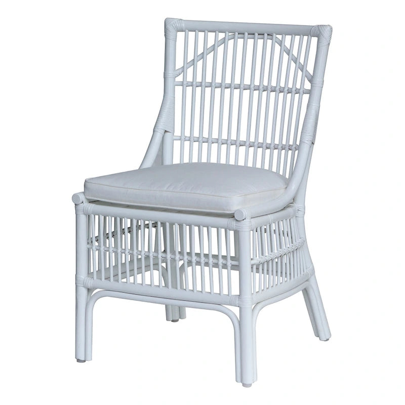 Chaises de salle à manger rembourrées à dossier à lattes en rotin, ensemble de deux par East at Main