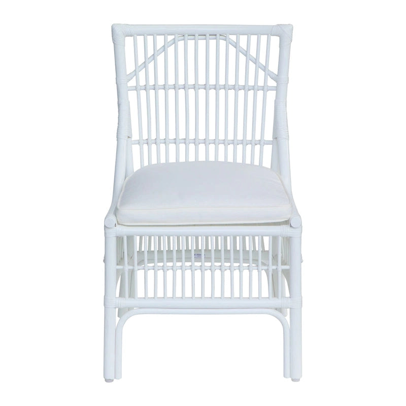 Chaises de salle à manger rembourrées à dossier à lattes en rotin, ensemble de deux par East at Main