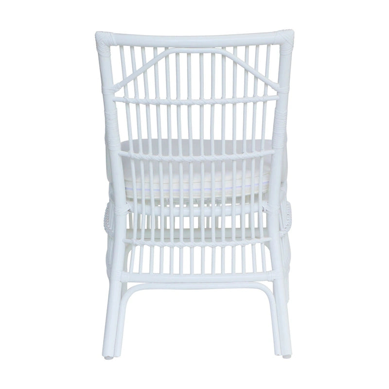 Chaises de salle à manger rembourrées à dossier à lattes en rotin, ensemble de deux par East at Main