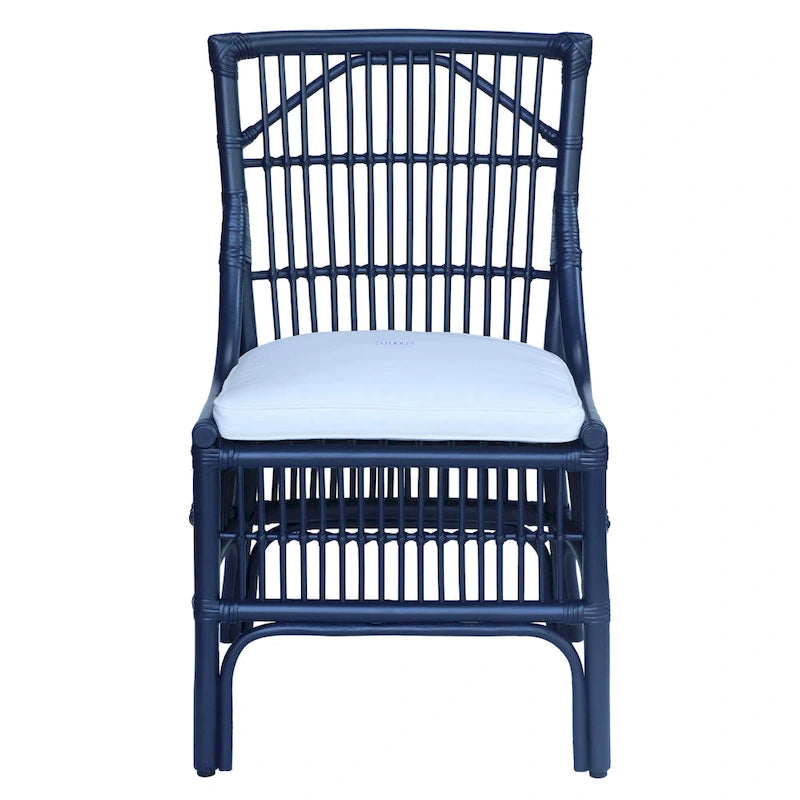 Chaises de salle à manger rembourrées à dossier à lattes en rotin, ensemble de deux par East at Main