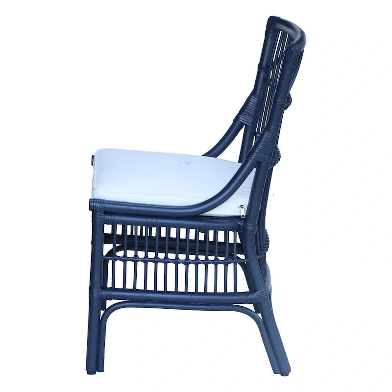 Chaises de salle à manger rembourrées à dossier à lattes en rotin, ensemble de deux par East at Main