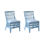 Chaises de salle à manger rembourrées à dossier à lattes en rotin, ensemble de deux par East at Main