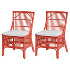 Chaises de salle à manger rembourrées à dossier à lattes en rotin, ensemble de deux par East at Main