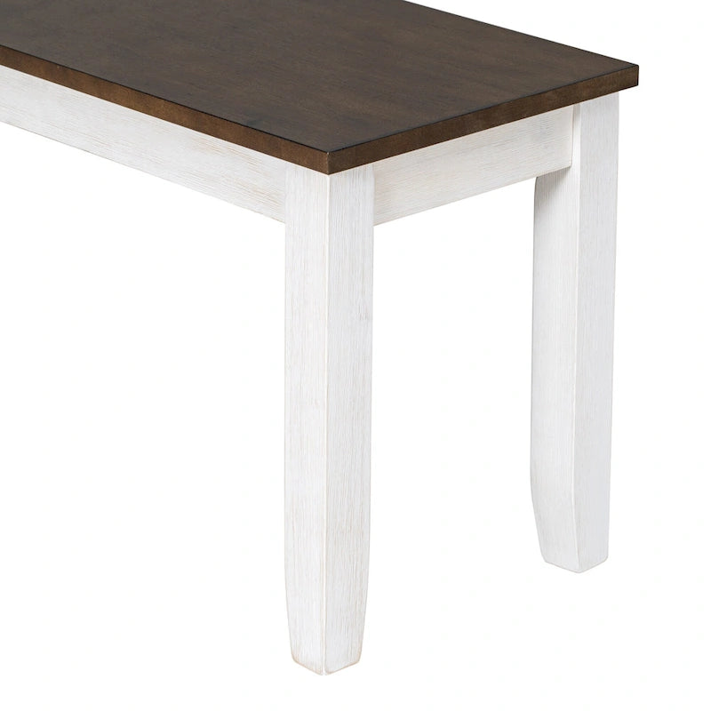 Ensemble de salle à manger rustique 6 pièces avec table, 4 chaises rembourrées et un banc