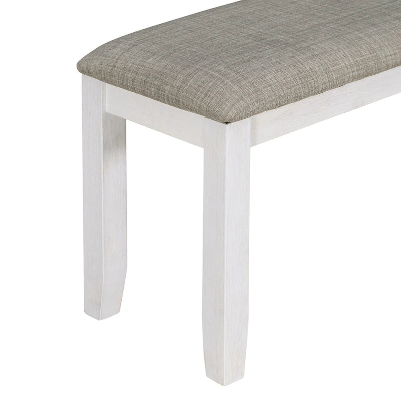 Ensemble de salle à manger rustique 6 pièces avec table, 4 chaises rembourrées et un banc