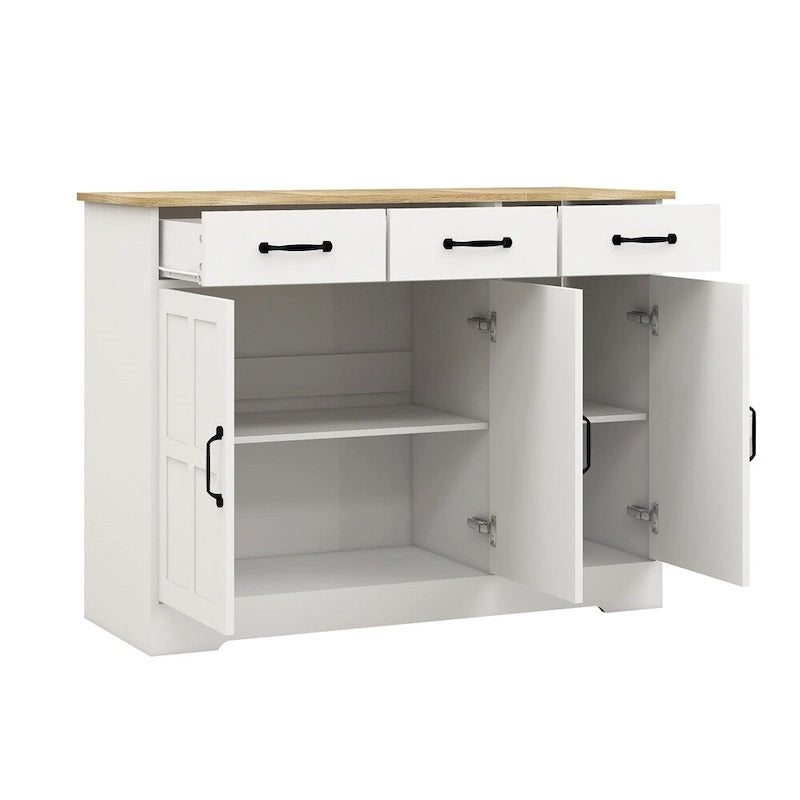 Buffet de style campagnard avec 3 tiroirs et 3 portes