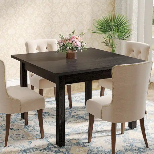 39.4 Inches Square 2-4 People Dining Table with Solid Wood Legs for Living Room Dining Room - image 1