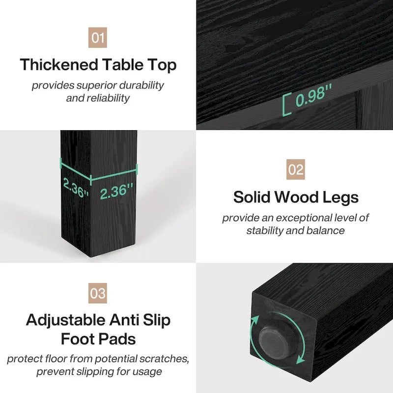 Table de salle à manger carrée de 100 cm (39,4 pouces) pour 2 à 4 personnes, avec pieds en bois massif, idéale pour le salon ou la salle à manger.