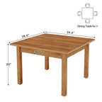 Table de salle à manger carrée de 100 cm (39,4 pouces) pour 2 à 4 personnes, avec pieds en bois massif, idéale pour le salon ou la salle à manger.