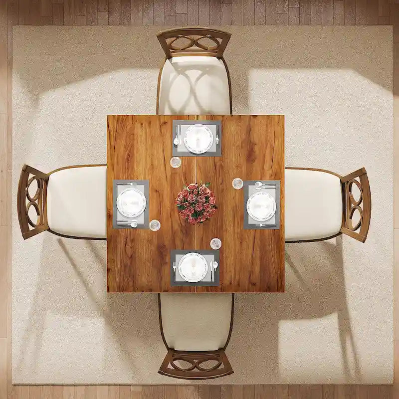 Table de salle à manger carrée de 100 cm (39,4 pouces) pour 2 à 4 personnes, avec pieds en bois massif, idéale pour le salon ou la salle à manger.