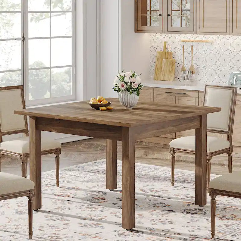 Table de salle à manger carrée de 100 cm (39,4 pouces) pour 2 à 4 personnes, avec pieds en bois massif, idéale pour le salon ou la salle à manger.