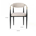 Chaise de salle à manger Cid Hita 58 cm, polyester gris clair, pieds en fer noir, finitions dorées