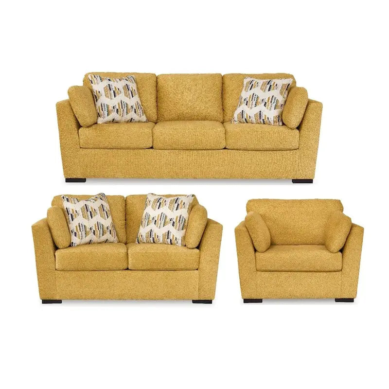 Roundhill Furniture Clareen 3-Piece Living Room Set, Sofa Loveseat and Cutler Chair