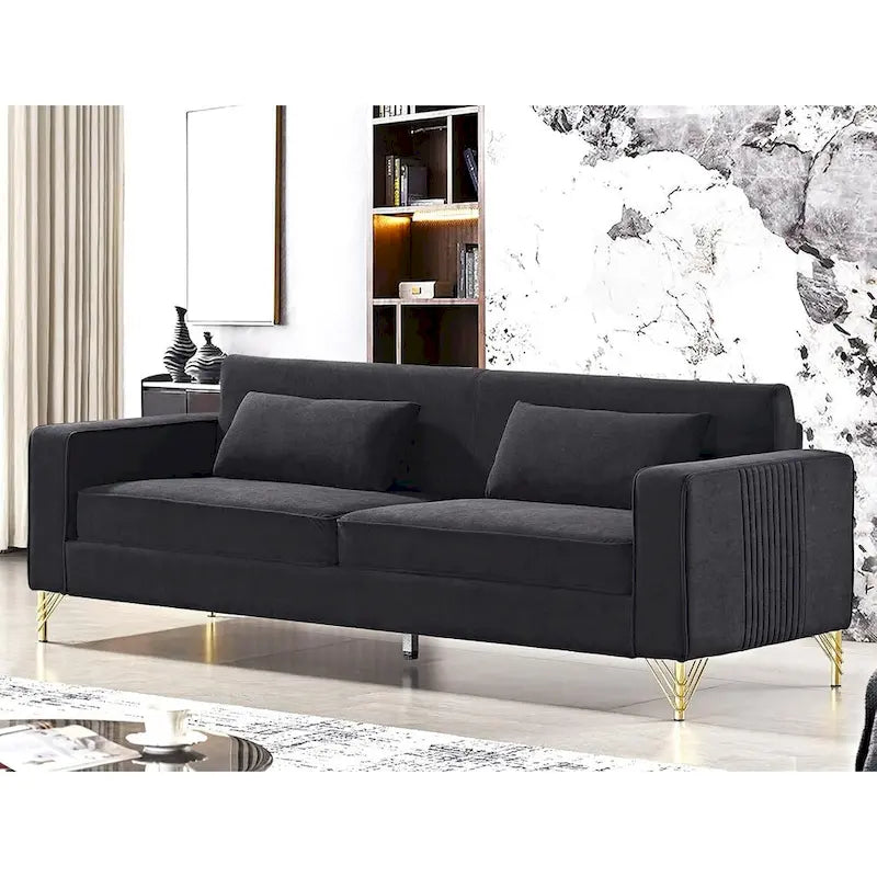 Canapé 3 places en velours Aestic 85.8 pour salon, alliant style classique et moderne et confort luxueux et moelleux.