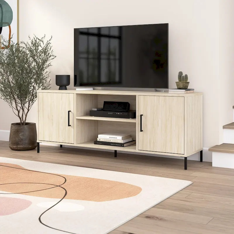 Meuble TV Essence 58W de Bush Furniture avec portes et étagères