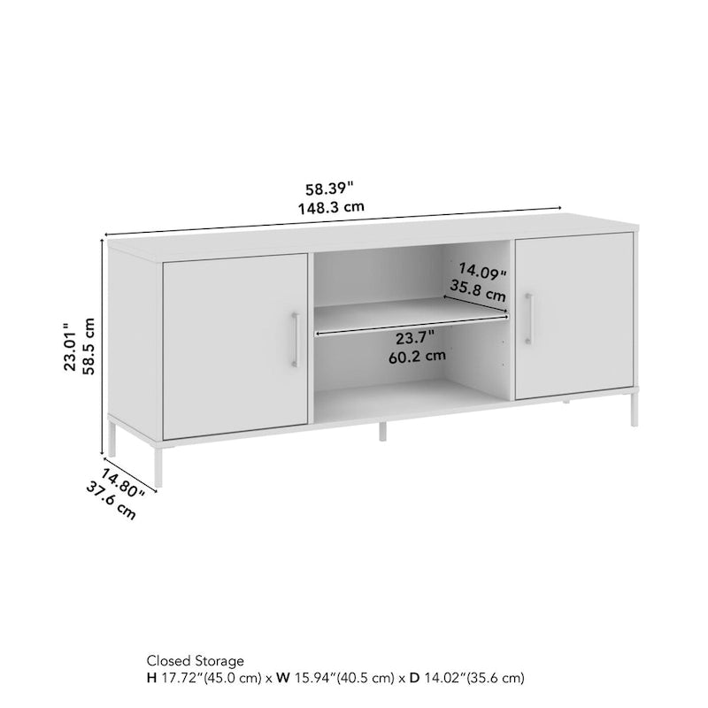 Meuble TV Essence 58W de Bush Furniture avec portes et étagères