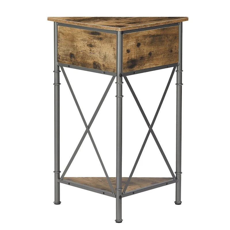 Table d'angle Javlergo avec tiroir et étagère de rangement, meuble de sol triangulaire autoportant pour cuisine, salon et chambre