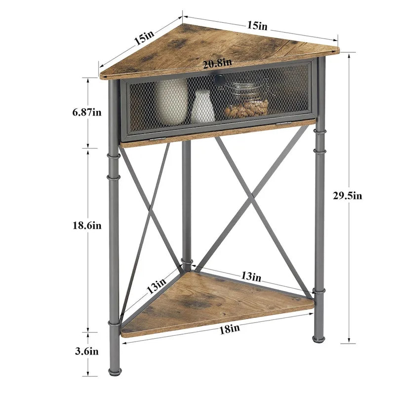 Table d'angle Javlergo avec tiroir et étagère de rangement, meuble de sol triangulaire autoportant pour cuisine, salon et chambre