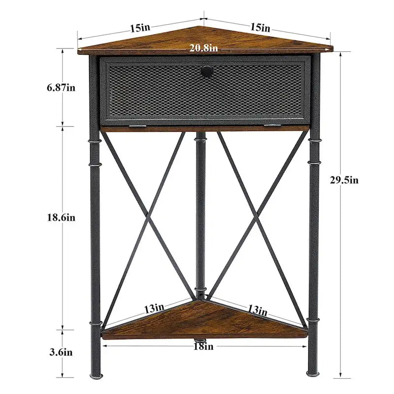 Table d'angle Javlergo avec tiroir et étagère de rangement, meuble de sol triangulaire autoportant pour cuisine, salon et chambre