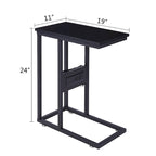 Table d'appoint en forme de C Javlergo, petite table de chevet avec ports USB et prises électriques pour les petits espaces