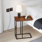 Table d'appoint en forme de C Javlergo, petite table de chevet avec ports USB et prises électriques pour les petits espaces