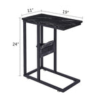 Table d'appoint en forme de C Javlergo, petite table de chevet avec ports USB et prises électriques pour les petits espaces