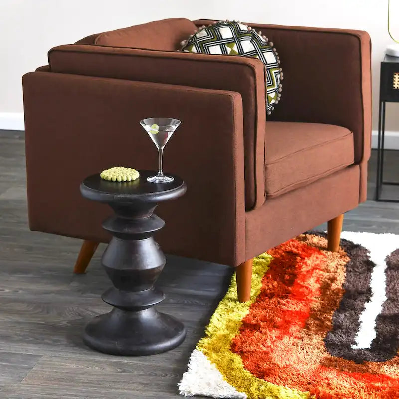 Table d'appoint ou tabouret Berns en bois massif, style moderne du milieu du siècle.