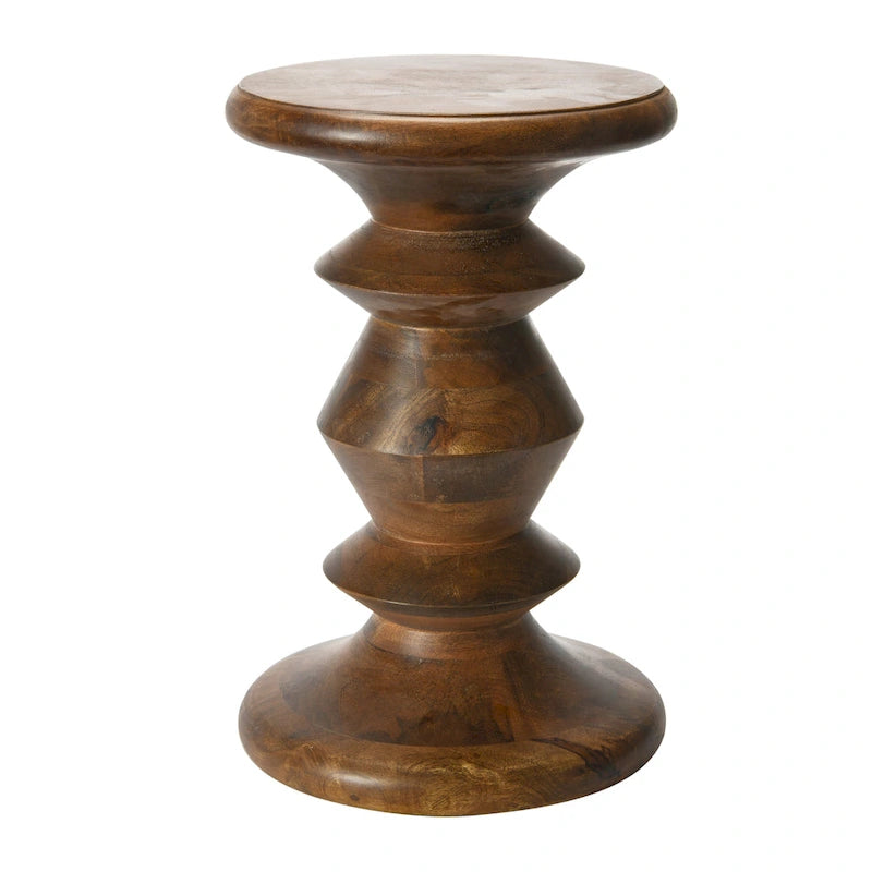 Table d'appoint ou tabouret Berns en bois massif, style moderne du milieu du siècle.