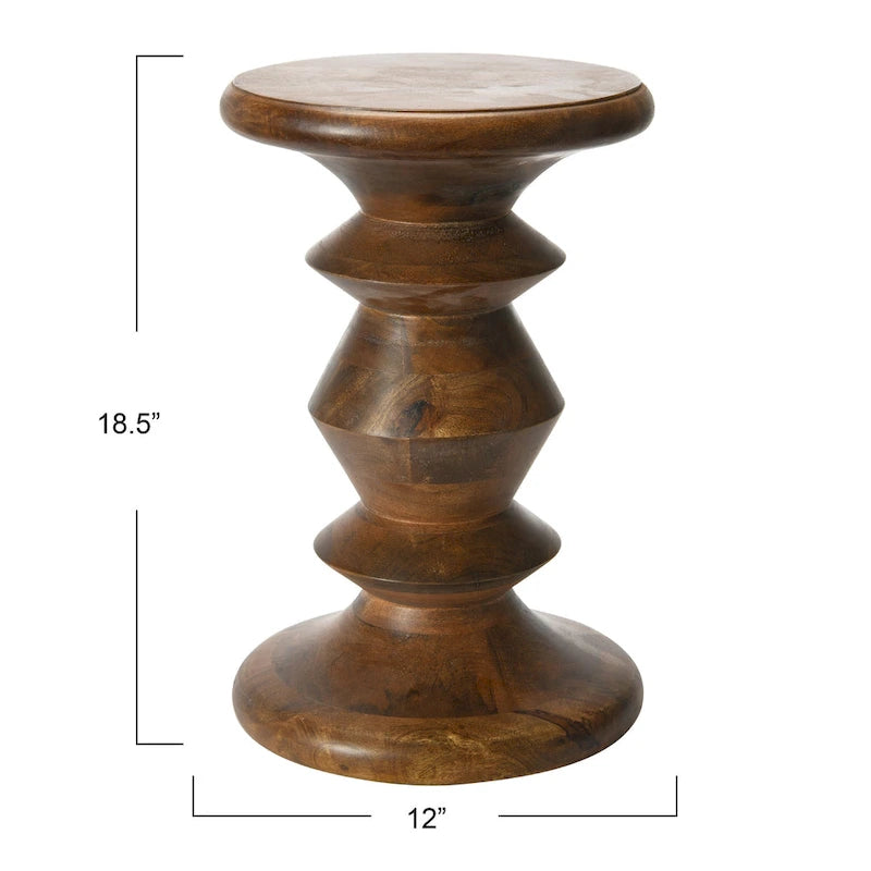 Table d'appoint ou tabouret Berns en bois massif, style moderne du milieu du siècle.