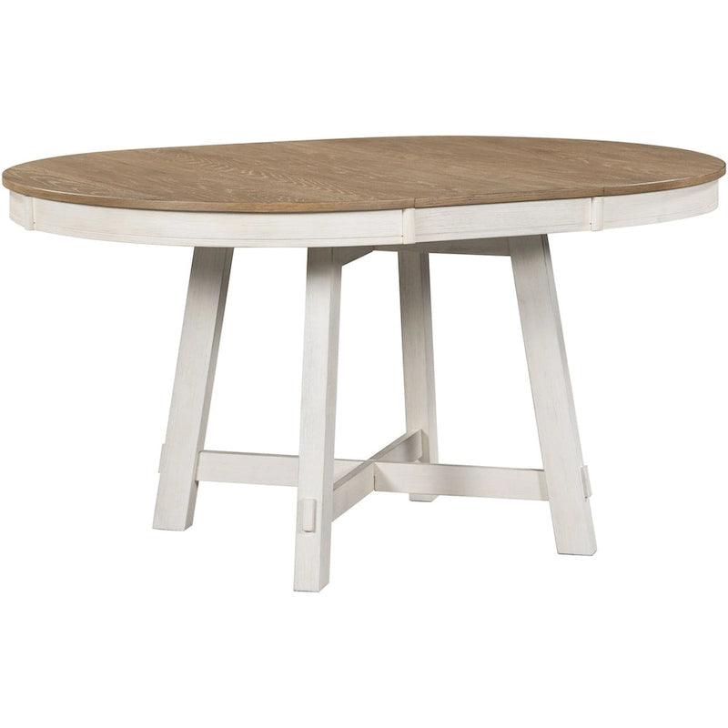 Table de salle à manger ronde extensible de style campagnard avec 16 rallonges en bois