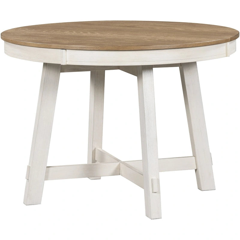 Table de salle à manger ronde extensible de style campagnard avec 16 rallonges en bois