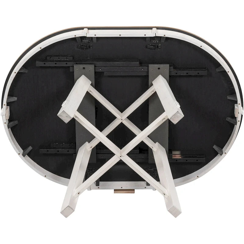 Table de salle à manger ronde extensible de style campagnard avec 16 rallonges en bois