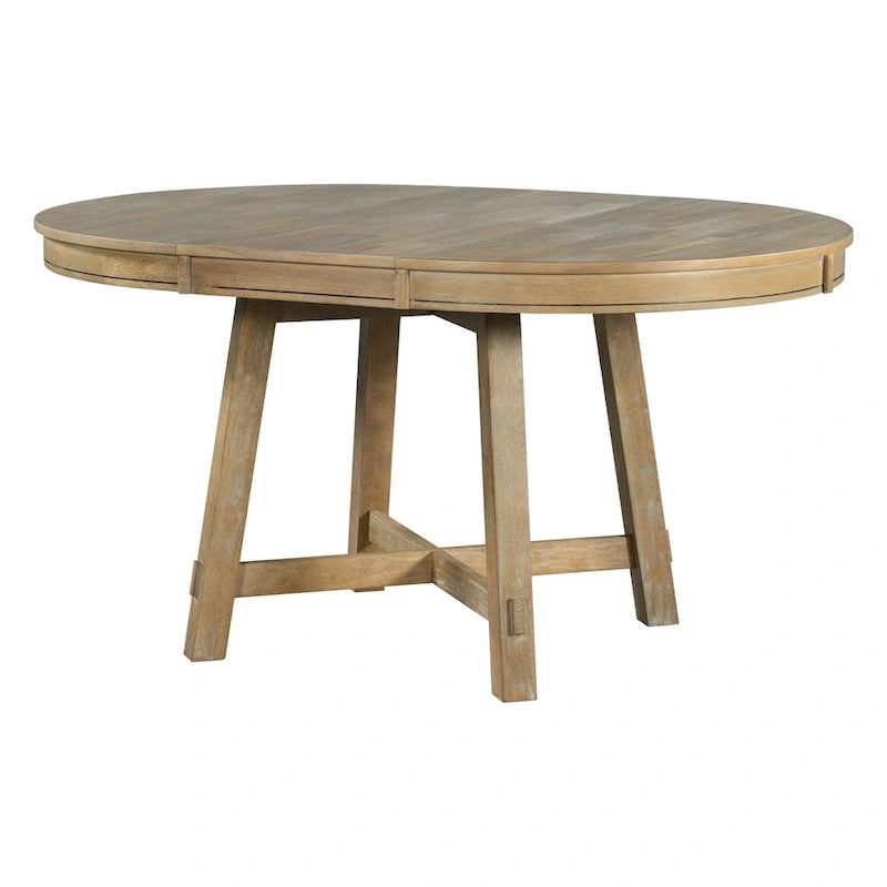 Table de salle à manger ronde extensible de style campagnard avec 16 rallonges en bois