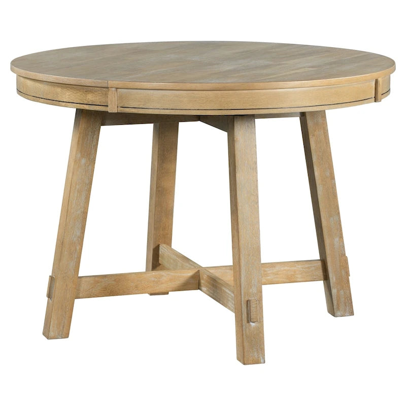Table de salle à manger ronde extensible de style campagnard avec 16 rallonges en bois