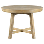 Table de salle à manger ronde extensible de style campagnard avec 16 rallonges en bois