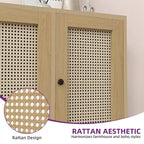 Buffet de rangement en bois à 4 portes et étagères, 150 cm de large (59 po)