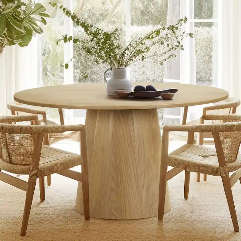 52   Solid Oak Round Pedestal Dining Table
