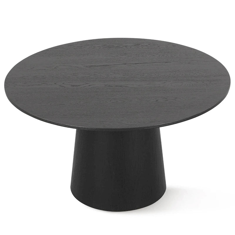 Table de salle à manger ronde à piédestal en chêne massif de 52 pouces