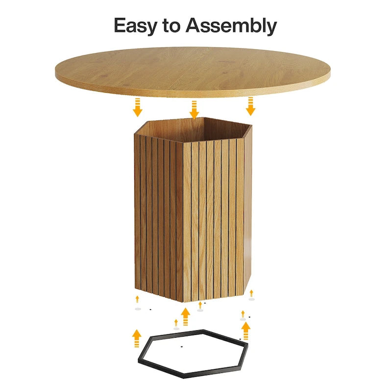 Table de salle à manger ronde de 119 cm (47 pouces), table en bois facile à monter, idéale pour le salon ou la salle à manger.