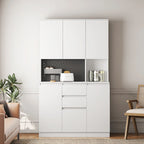 74  Kitchen Pantry Cabinet with Charging Station,Freestanding Buffet Cupboards Sideboard with Drawer,with Microwave Stand