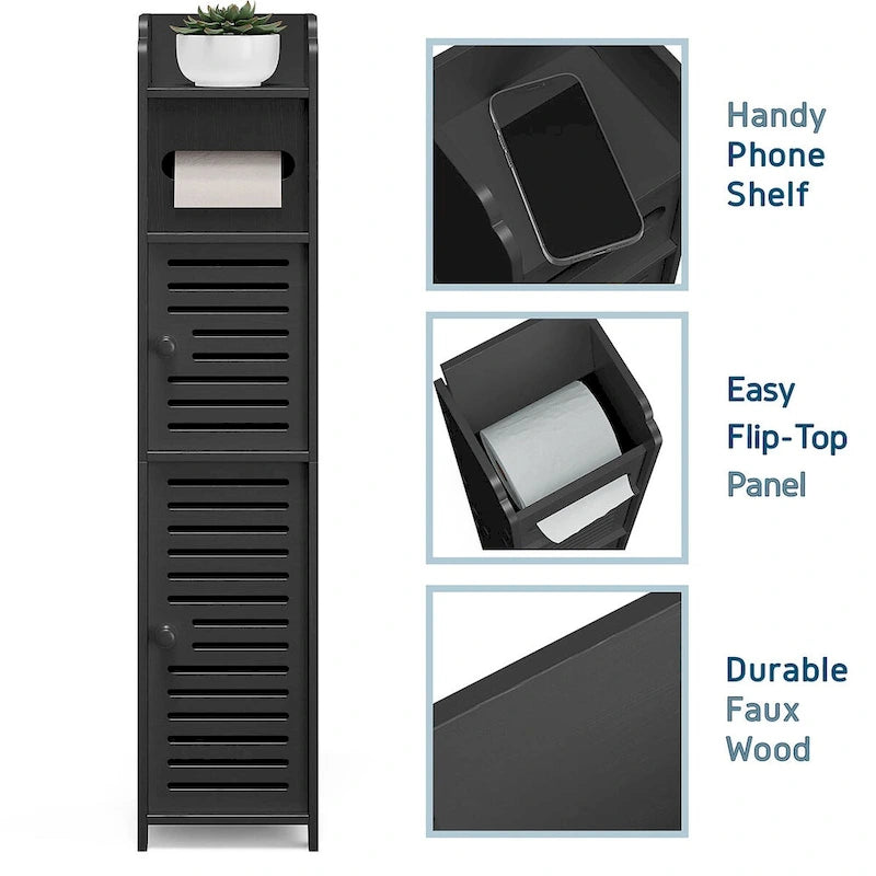 Organisateur de rangement pour salle de bain Nestl - Armoire haute sur pied pour papier toilette, serviettes et autres accessoires de rangement de salle de bain