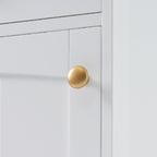 Armoire de rangement haute pour salle de bain avec portes vitrées, meuble autoportant à deux tiroirs