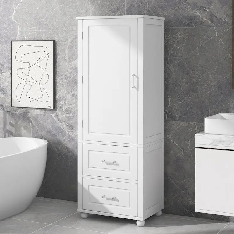 Meuble de rangement de salle de bain de 61,4 cm de haut, avec deux tiroirs et une étagère réglable
