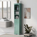 Armoire de salle de bain haute, meuble de rangement autoportant avec tiroir et étagère réglable