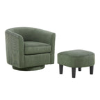 Corduroy Swivel Accent Chair with Ottoman
